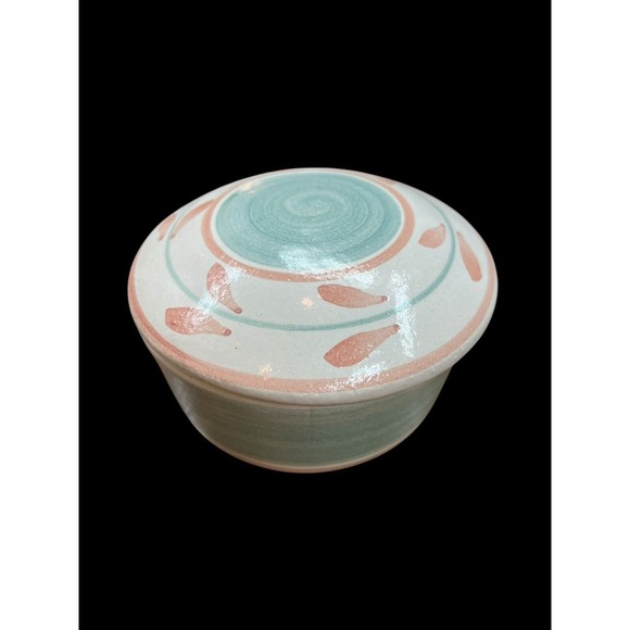 Mahon Made 1987 Stoneware Pottery Candlestick Vase Trinket Box 80s Blue Coral - Picture 3 of 11